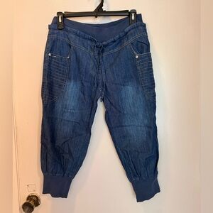 Casual Blue Denim Cropped Jeans